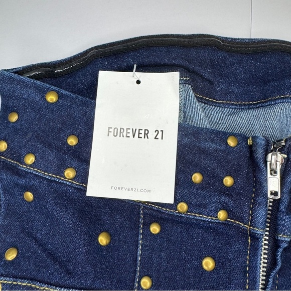 Forever 21 Strapless Studded Denim Mini Dress XS NWT - Picture 8 of 13